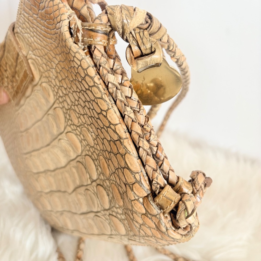 Brahmin Melbourne Collection Tan Croc Embossed Leather Crossbody Bag - Picture 10 of 16